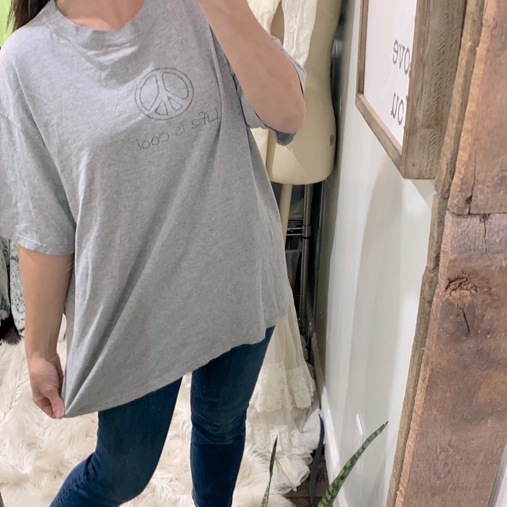 Life is cool grey T-shirt size XLarge peace sign